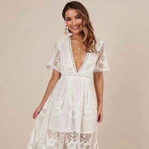 Fill your heart white lace maxi dress